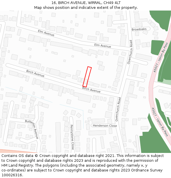 16, BIRCH AVENUE, WIRRAL, CH49 4LT: Location map and indicative extent of plot