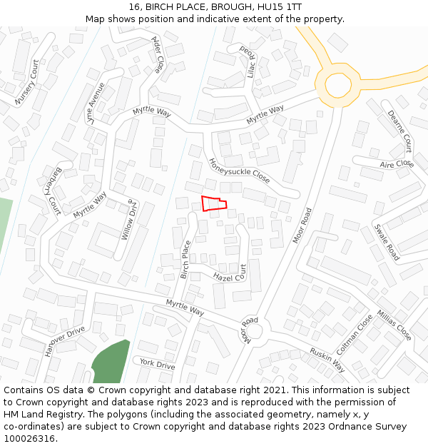 16, BIRCH PLACE, BROUGH, HU15 1TT: Location map and indicative extent of plot