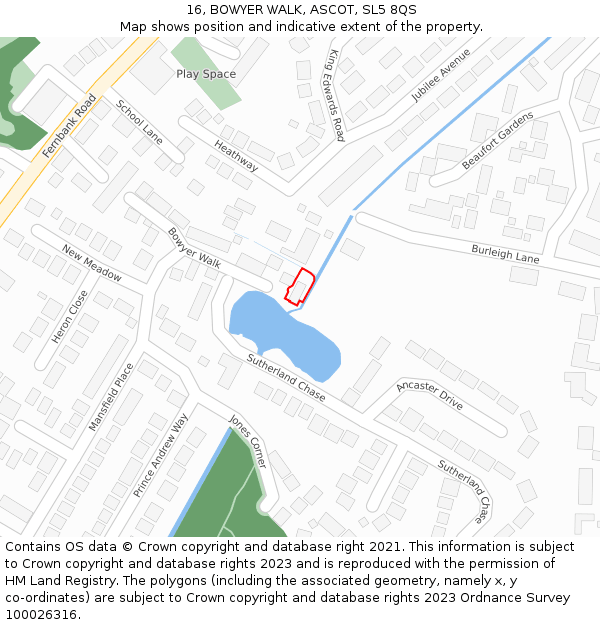 16, BOWYER WALK, ASCOT, SL5 8QS: Location map and indicative extent of plot