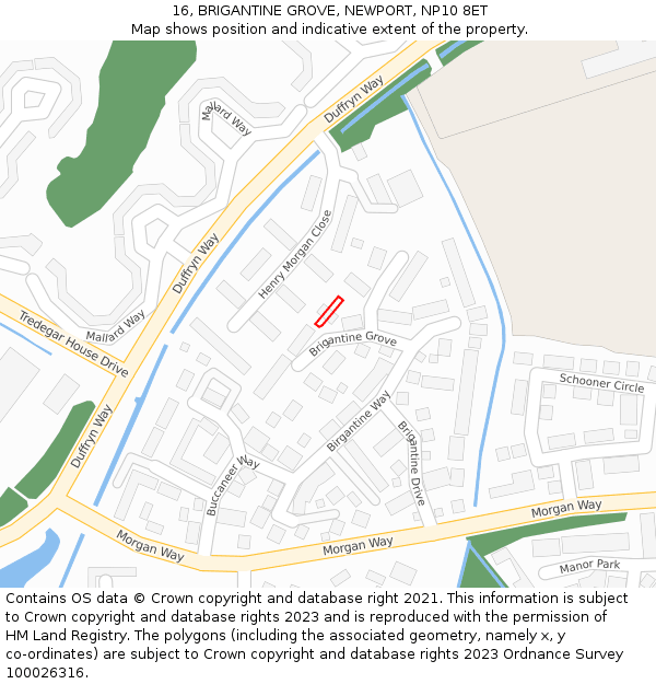 16, BRIGANTINE GROVE, NEWPORT, NP10 8ET: Location map and indicative extent of plot