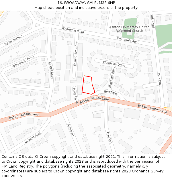 16, BROADWAY, SALE, M33 6NR: Location map and indicative extent of plot