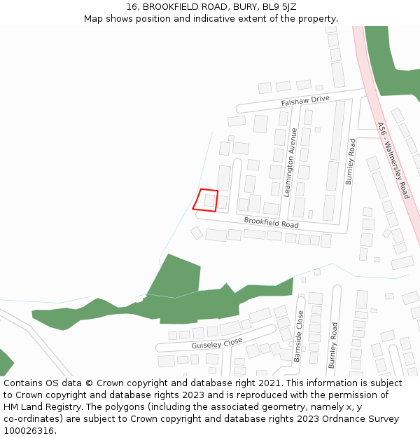16, BROOKFIELD ROAD, BURY, BL9 5JZ: Location map and indicative extent of plot