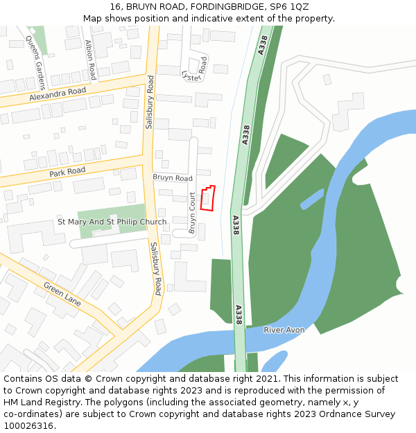 16, BRUYN ROAD, FORDINGBRIDGE, SP6 1QZ: Location map and indicative extent of plot