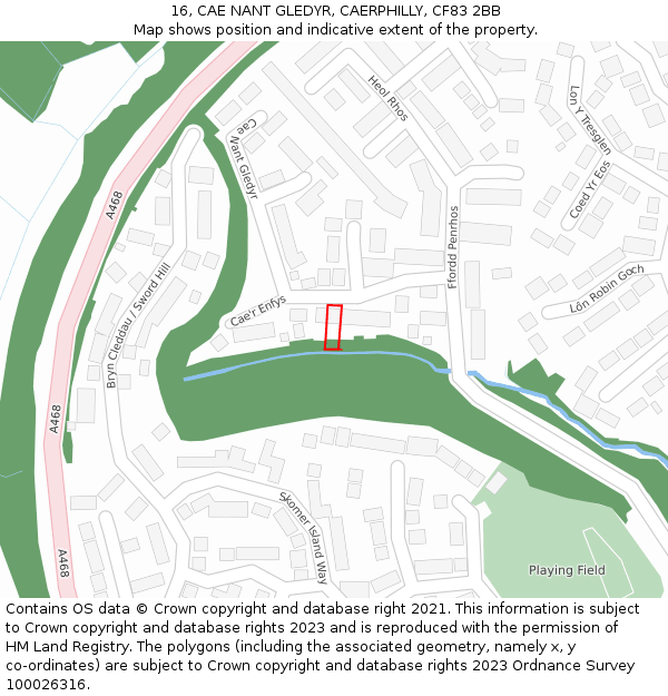 16, CAE NANT GLEDYR, CAERPHILLY, CF83 2BB: Location map and indicative extent of plot