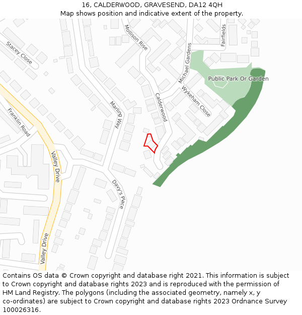 16, CALDERWOOD, GRAVESEND, DA12 4QH: Location map and indicative extent of plot