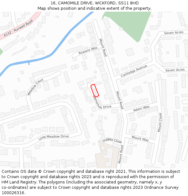 16, CAMOMILE DRIVE, WICKFORD, SS11 8HD: Location map and indicative extent of plot