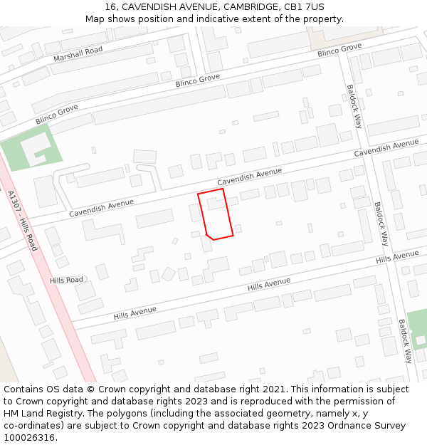 16, CAVENDISH AVENUE, CAMBRIDGE, CB1 7US: Location map and indicative extent of plot