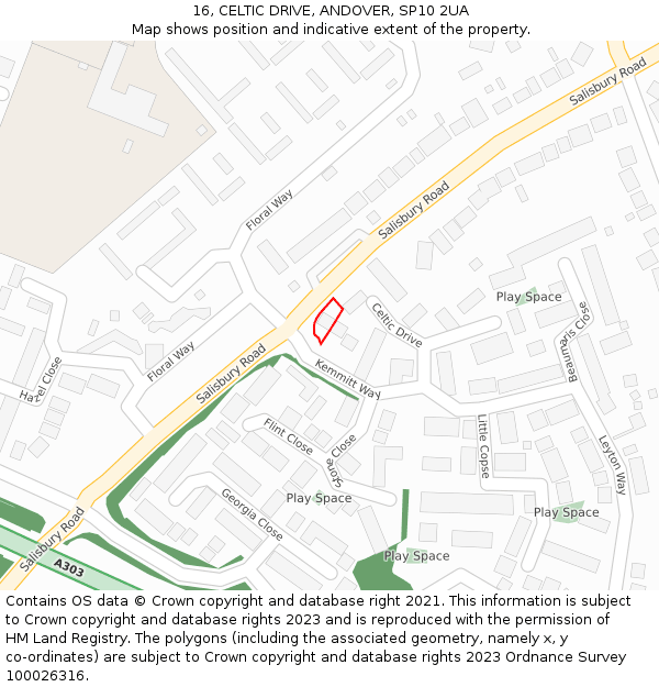 16, CELTIC DRIVE, ANDOVER, SP10 2UA: Location map and indicative extent of plot