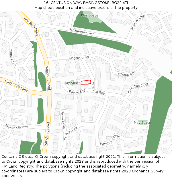 16, CENTURION WAY, BASINGSTOKE, RG22 4TL: Location map and indicative extent of plot