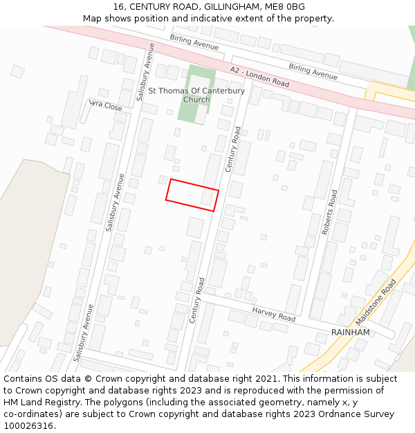 16, CENTURY ROAD, GILLINGHAM, ME8 0BG: Location map and indicative extent of plot