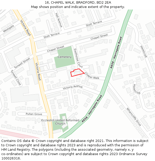 16, CHAPEL WALK, BRADFORD, BD2 2EA: Location map and indicative extent of plot