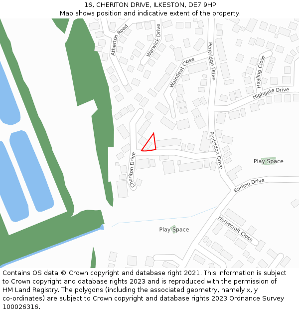 16, CHERITON DRIVE, ILKESTON, DE7 9HP: Location map and indicative extent of plot