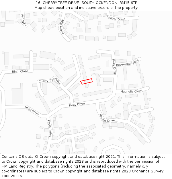 16, CHERRY TREE DRIVE, SOUTH OCKENDON, RM15 6TP: Location map and indicative extent of plot