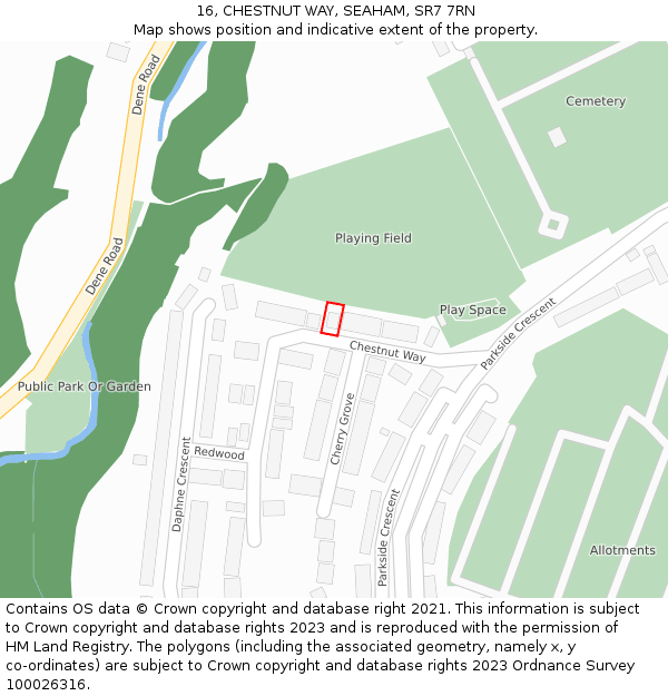 16, CHESTNUT WAY, SEAHAM, SR7 7RN: Location map and indicative extent of plot
