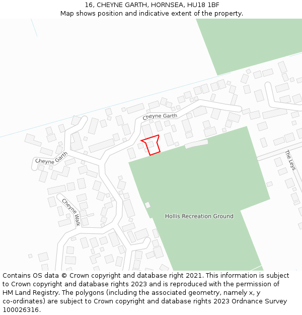 16, CHEYNE GARTH, HORNSEA, HU18 1BF: Location map and indicative extent of plot