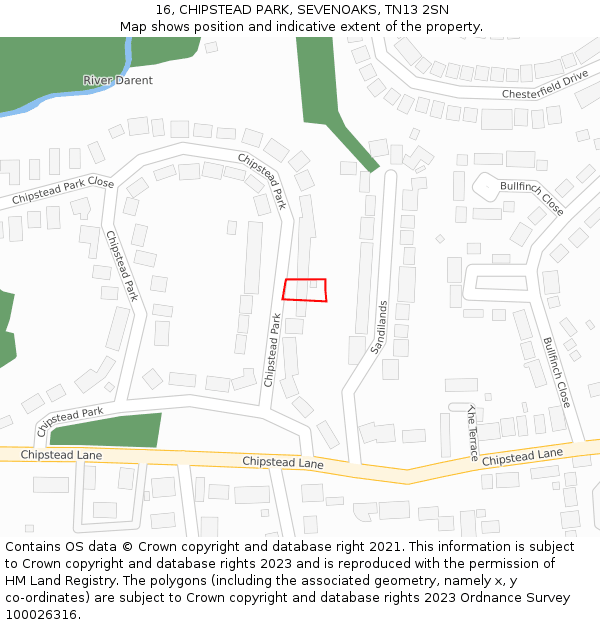 16, CHIPSTEAD PARK, SEVENOAKS, TN13 2SN: Location map and indicative extent of plot