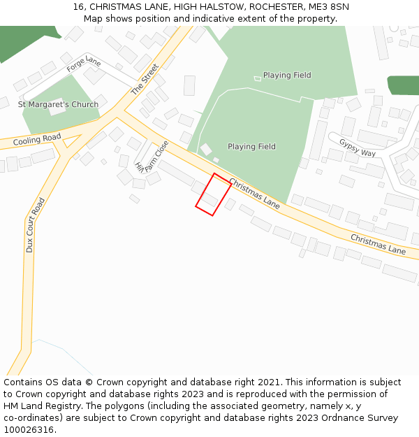 16, CHRISTMAS LANE, HIGH HALSTOW, ROCHESTER, ME3 8SN: Location map and indicative extent of plot