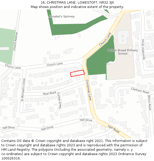 16, CHRISTMAS LANE, LOWESTOFT, NR32 3JX: Location map and indicative extent of plot