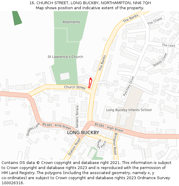 16, CHURCH STREET, LONG BUCKBY, NORTHAMPTON, NN6 7QH: Location map and indicative extent of plot