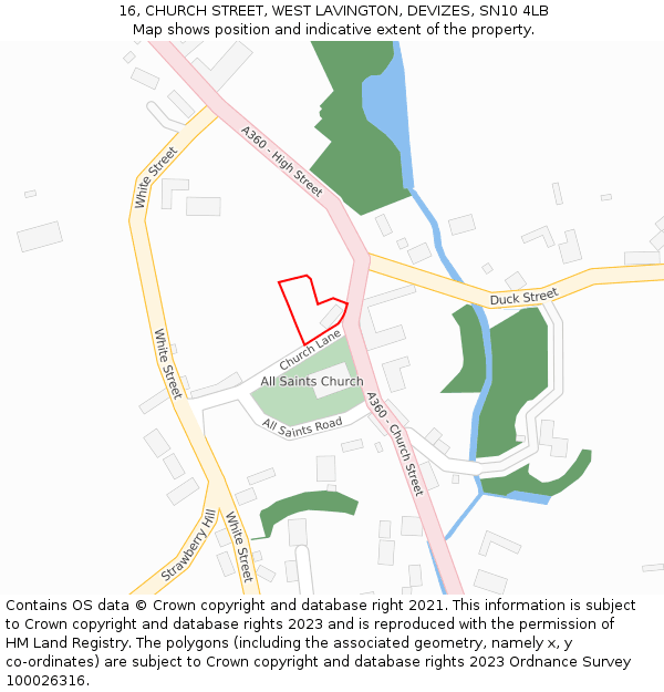 16, CHURCH STREET, WEST LAVINGTON, DEVIZES, SN10 4LB: Location map and indicative extent of plot