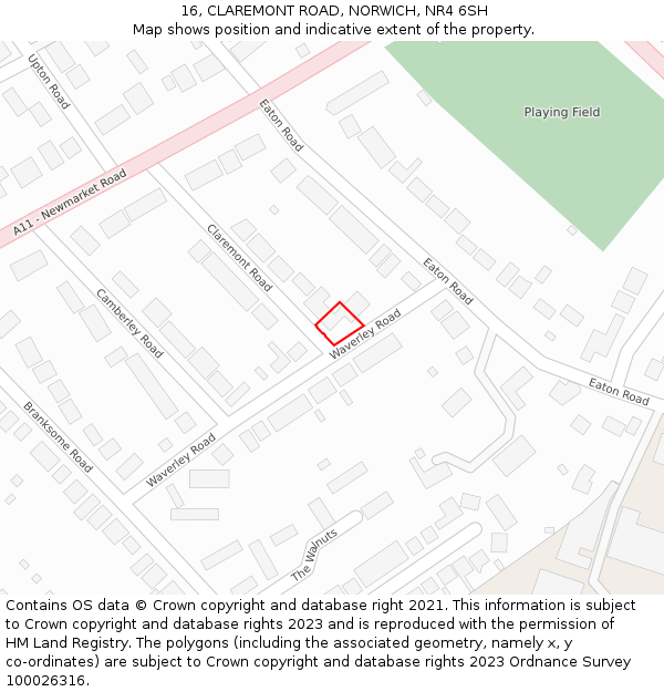 16, CLAREMONT ROAD, NORWICH, NR4 6SH: Location map and indicative extent of plot