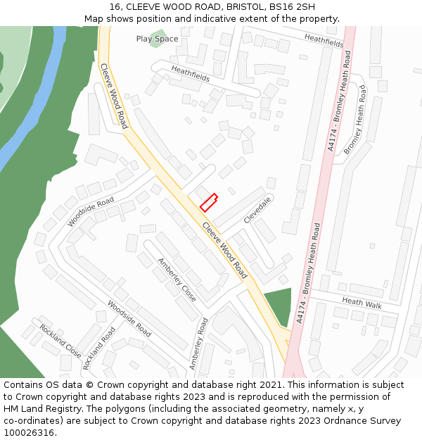 16, CLEEVE WOOD ROAD, BRISTOL, BS16 2SH: Location map and indicative extent of plot