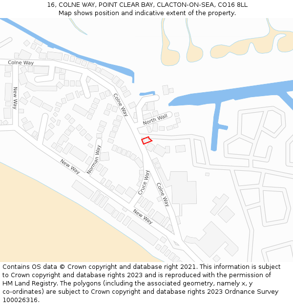 16, COLNE WAY, POINT CLEAR BAY, CLACTON-ON-SEA, CO16 8LL: Location map and indicative extent of plot