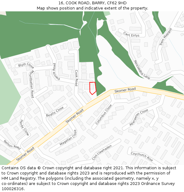 16, COOK ROAD, BARRY, CF62 9HD: Location map and indicative extent of plot