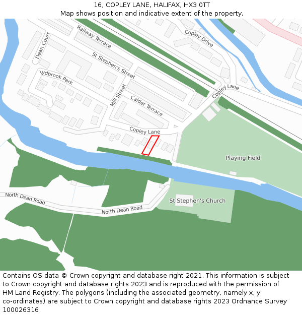 16, COPLEY LANE, HALIFAX, HX3 0TT: Location map and indicative extent of plot