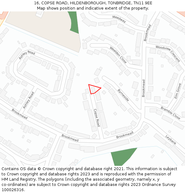 16, COPSE ROAD, HILDENBOROUGH, TONBRIDGE, TN11 9EE: Location map and indicative extent of plot