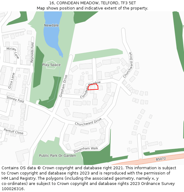 16, CORNDEAN MEADOW, TELFORD, TF3 5ET: Location map and indicative extent of plot