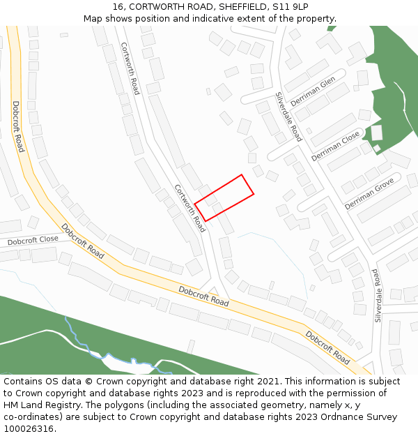 16, CORTWORTH ROAD, SHEFFIELD, S11 9LP: Location map and indicative extent of plot