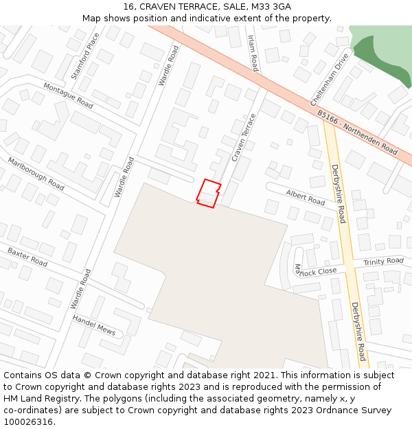 16, CRAVEN TERRACE, SALE, M33 3GA: Location map and indicative extent of plot