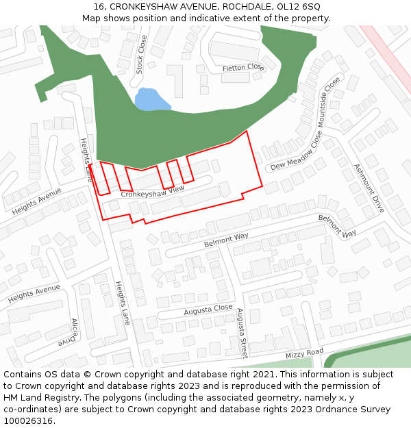 16, CRONKEYSHAW AVENUE, ROCHDALE, OL12 6SQ: Location map and indicative extent of plot