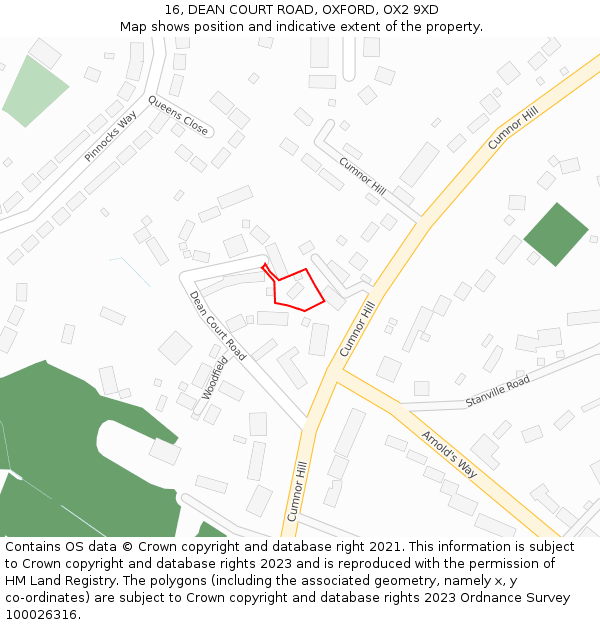16, DEAN COURT ROAD, OXFORD, OX2 9XD: Location map and indicative extent of plot