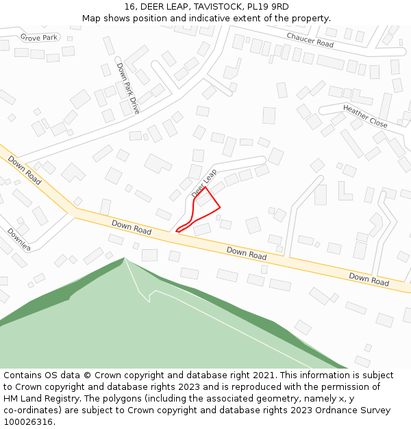 16, DEER LEAP, TAVISTOCK, PL19 9RD: Location map and indicative extent of plot