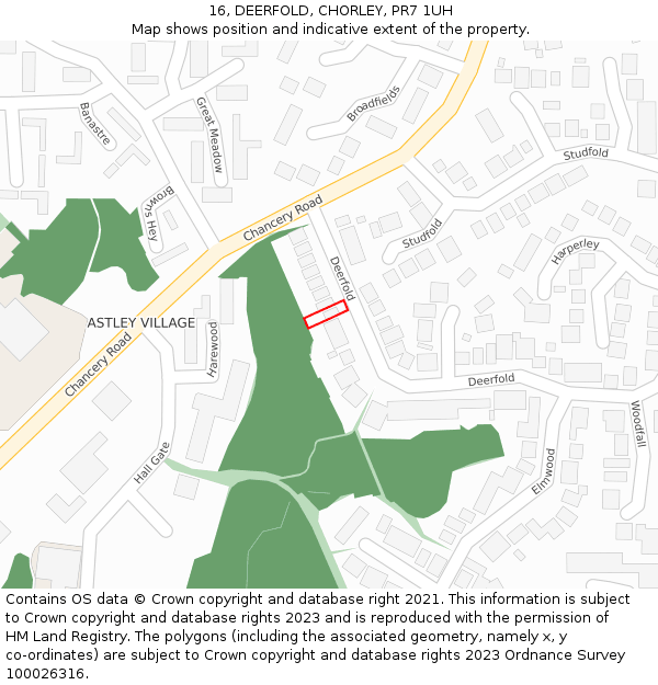 16, DEERFOLD, CHORLEY, PR7 1UH: Location map and indicative extent of plot