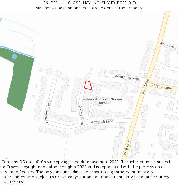 16, DENHILL CLOSE, HAYLING ISLAND, PO11 0LD: Location map and indicative extent of plot