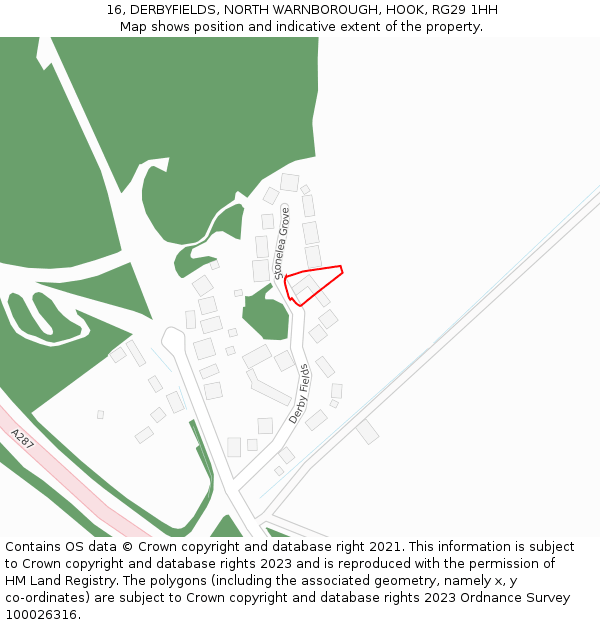 16, DERBYFIELDS, NORTH WARNBOROUGH, HOOK, RG29 1HH: Location map and indicative extent of plot