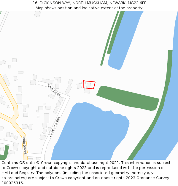 16, DICKINSON WAY, NORTH MUSKHAM, NEWARK, NG23 6FF: Location map and indicative extent of plot