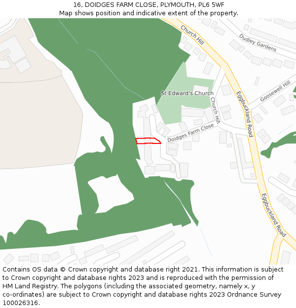 16, DOIDGES FARM CLOSE, PLYMOUTH, PL6 5WF: Location map and indicative extent of plot