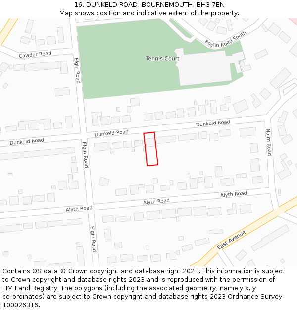 16, DUNKELD ROAD, BOURNEMOUTH, BH3 7EN: Location map and indicative extent of plot
