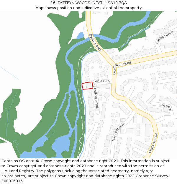 16, DYFFRYN WOODS, NEATH, SA10 7QA: Location map and indicative extent of plot