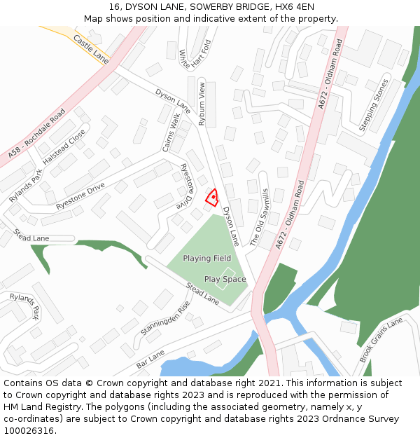 16, DYSON LANE, SOWERBY BRIDGE, HX6 4EN: Location map and indicative extent of plot