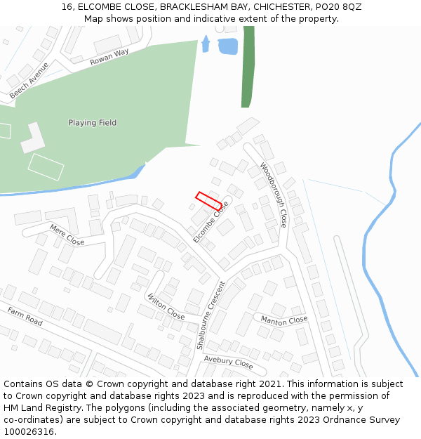 16, ELCOMBE CLOSE, BRACKLESHAM BAY, CHICHESTER, PO20 8QZ: Location map and indicative extent of plot