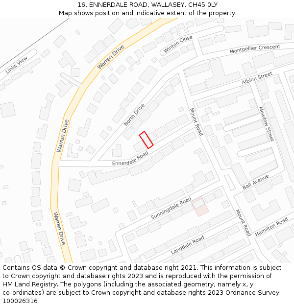 16, ENNERDALE ROAD, WALLASEY, CH45 0LY: Location map and indicative extent of plot