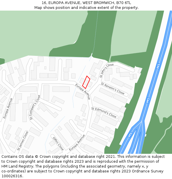 16, EUROPA AVENUE, WEST BROMWICH, B70 6TL: Location map and indicative extent of plot
