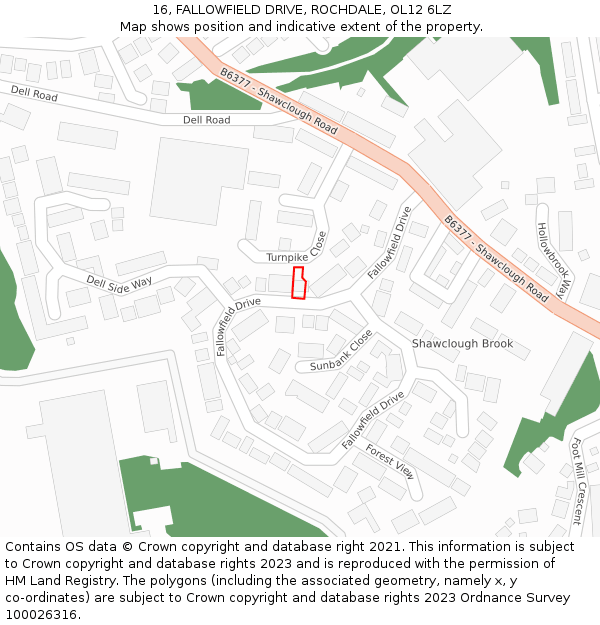 16, FALLOWFIELD DRIVE, ROCHDALE, OL12 6LZ: Location map and indicative extent of plot