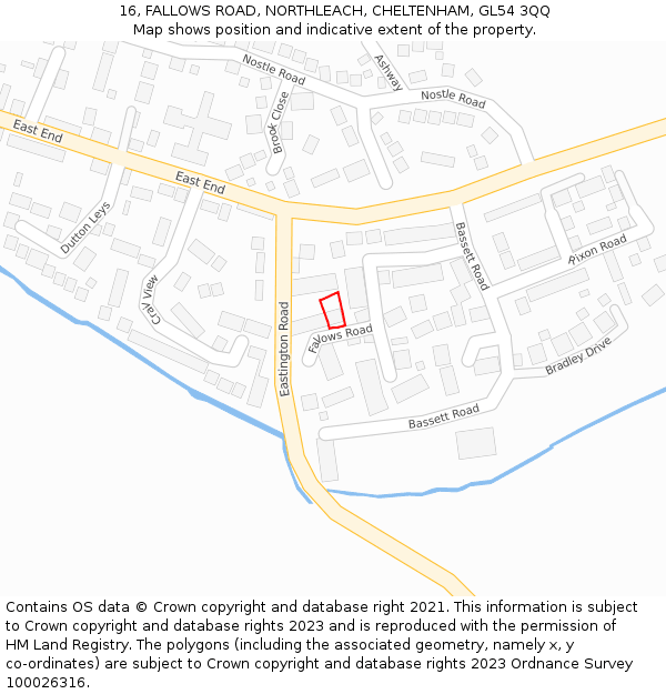 16, FALLOWS ROAD, NORTHLEACH, CHELTENHAM, GL54 3QQ: Location map and indicative extent of plot