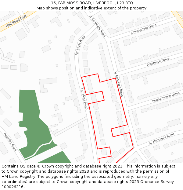 16, FAR MOSS ROAD, LIVERPOOL, L23 8TQ: Location map and indicative extent of plot